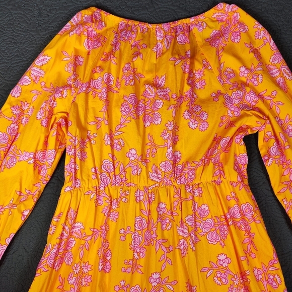 J CREW Floral Tiered A Line Sun Dress Women’s 12 Orange Pink Colorful Vacation - Picture 5 of 12